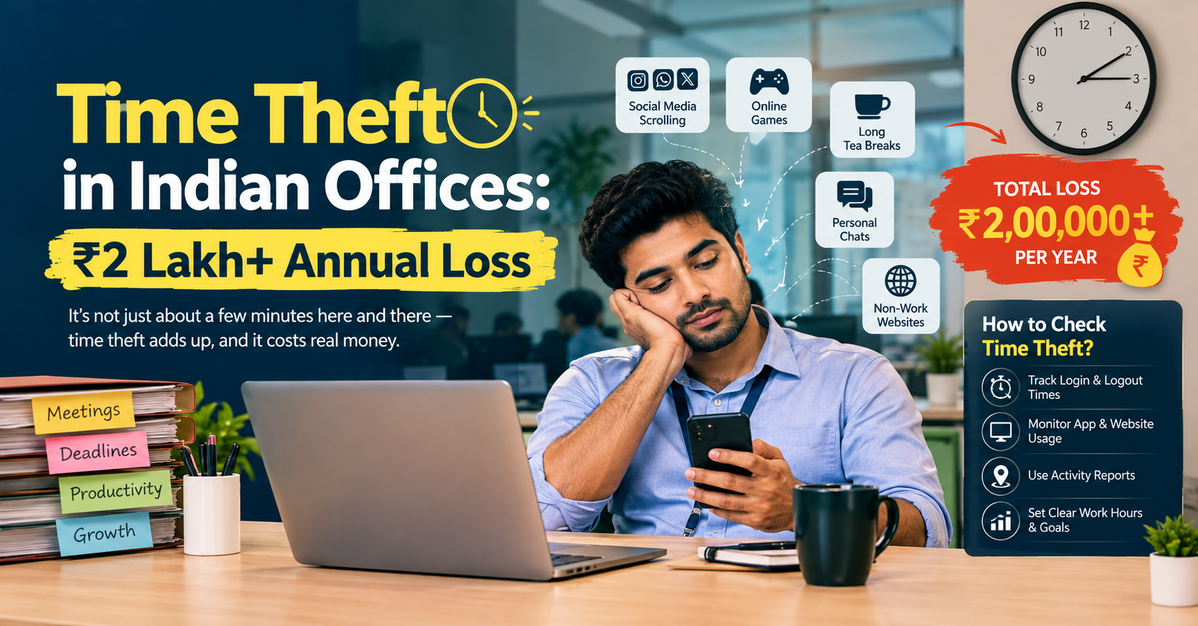 Time Theft in Indian Offices: ₹2 Lakh+ Annual Loss